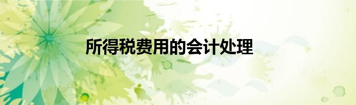 所得税费用的会计处理