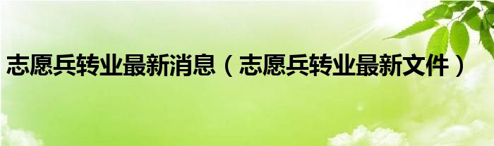 志愿兵转业最新消息（志愿兵转业最新文件）