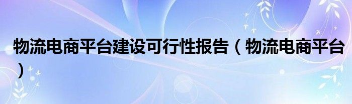 物流电商平台建设可行性报告（物流电商平台）