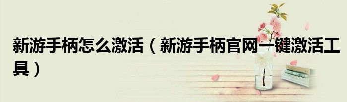 新游手柄怎么激活（新游手柄官网一键激活工具）