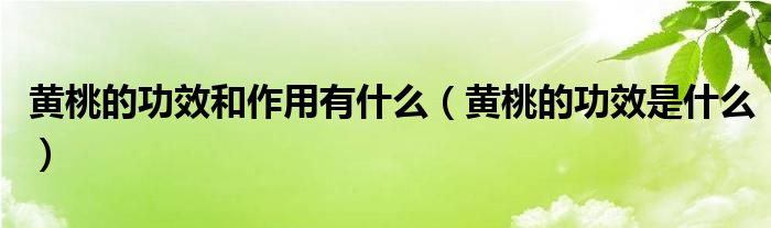 黄桃的功效和作用有什么（黄桃的功效是什么）