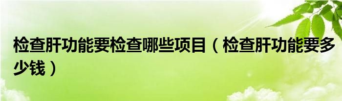 检查肝功能要检查哪些项目（检查肝功能要多少钱）