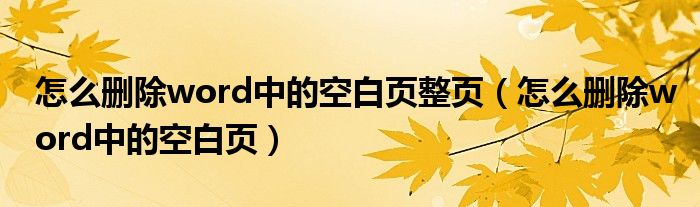 怎么删除word中的空白页整页（怎么删除word中的空白页）