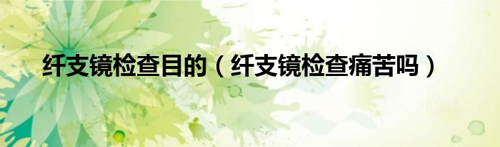 纤支镜检查目的（纤支镜检查痛苦吗）