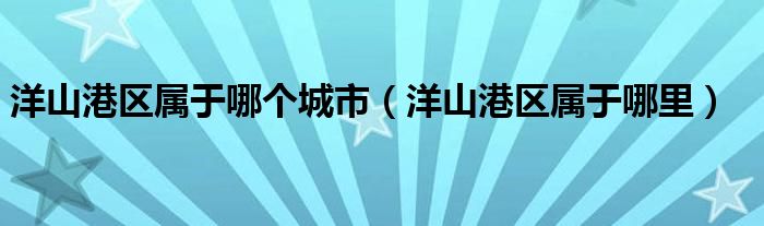 洋山港区属于哪个城市（洋山港区属于哪里）