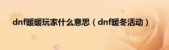 dnf暖暖玩家什么意思（dnf暖冬活动）