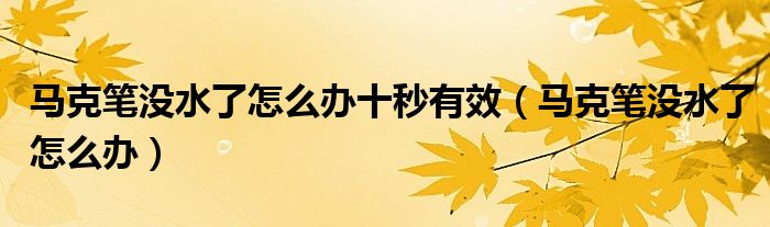 马克笔没水了怎么办十秒有效（马克笔没水了怎么办）
