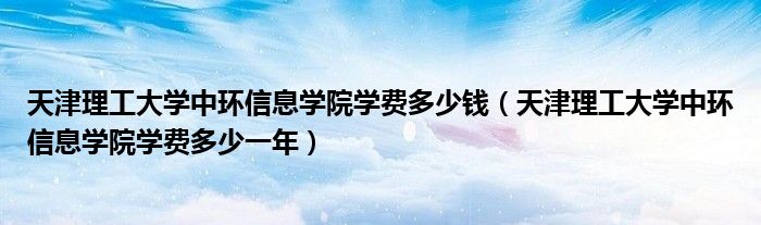 天津理工大学中环信息学院学费多少钱（天津理工大学中环信息学院学费多少一年）