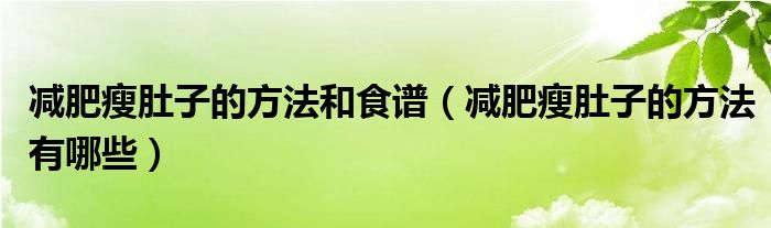 减肥瘦肚子的方法和食谱（减肥瘦肚子的方法有哪些）