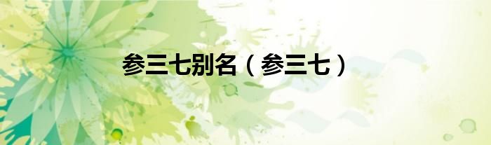 参三七别名（参三七）
