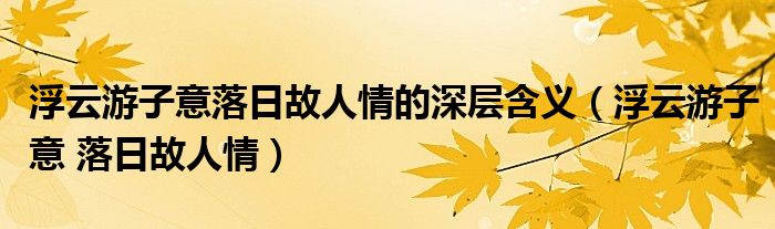 浮云游子意落日故人情的深层含义（浮云游子意 落日故人情）