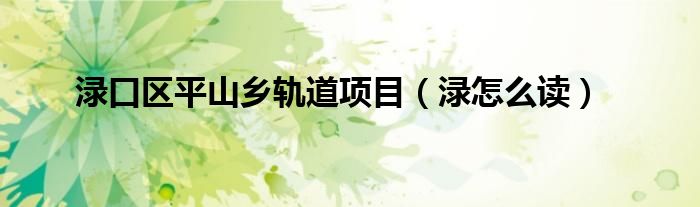 渌口区平山乡轨道项目（渌怎么读）