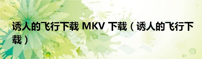 诱人的飞行下载 MKV 下载（诱人的飞行下载）