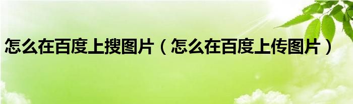 怎么在百度上搜图片（怎么在百度上传图片）