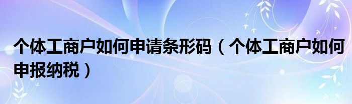 个体工商户如何申请条形码（个体工商户如何申报纳税）
