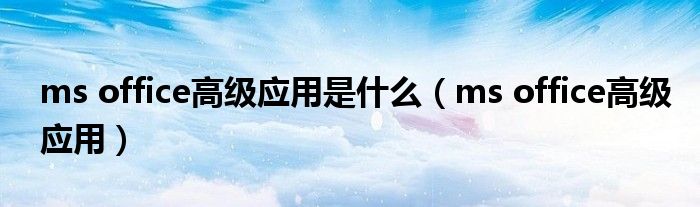 ms office高级应用是什么（ms office高级应用）