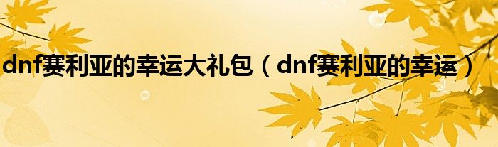 dnf赛利亚的幸运大礼包（dnf赛利亚的幸运）