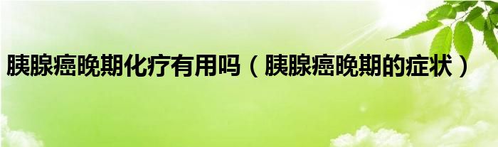 胰腺癌晚期化疗有用吗（胰腺癌晚期的症状）