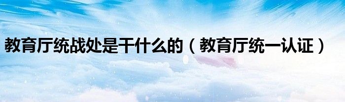 教育厅统战处是干什么的（教育厅统一认证）