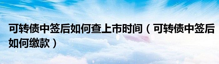可转债中签后如何查上市时间（可转债中签后如何缴款）