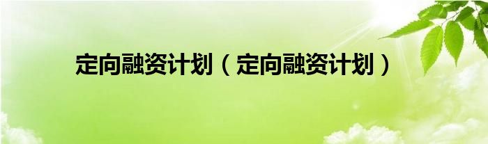 定向融资计划（定向融资计划）