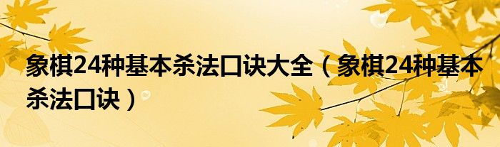 象棋24种基本杀法口诀大全（象棋24种基本杀法口诀）