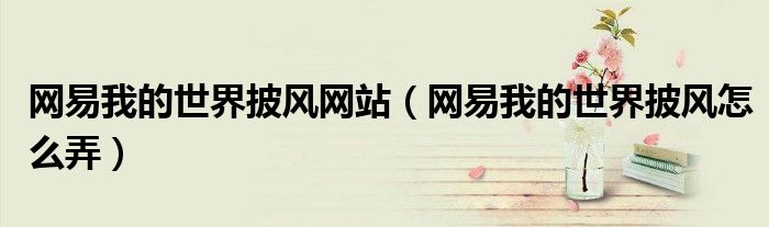 网易我的世界披风网站（网易我的世界披风怎么弄）