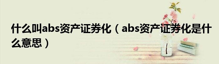 什么叫abs资产证券化（abs资产证券化是什么意思）