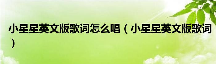 小星星英文版歌词怎么唱（小星星英文版歌词）