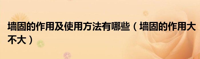 墙固的作用及使用方法有哪些（墙固的作用大不大）