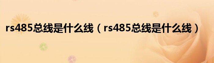 rs485总线是什么线（rs485总线是什么线）