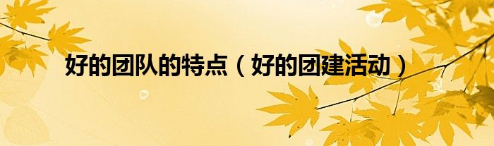 好的团队的特点（好的团建活动）
