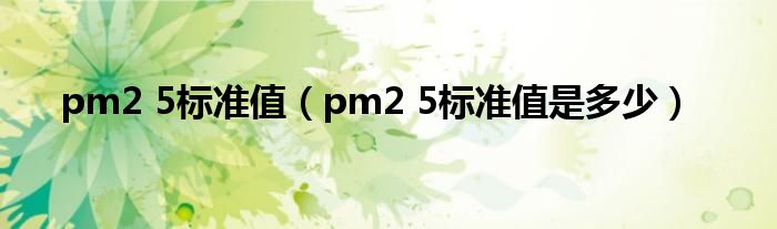 pm2 5标准值（pm2 5标准值是多少）