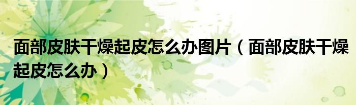 面部皮肤干燥起皮怎么办图片（面部皮肤干燥起皮怎么办）
