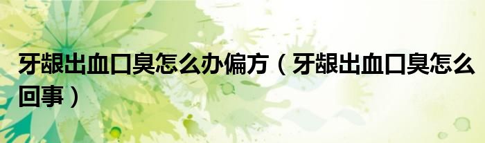 牙龈出血口臭怎么办偏方（牙龈出血口臭怎么回事）