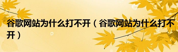 谷歌网站为什么打不开（谷歌网站为什么打不开）