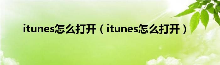 itunes怎么打开（itunes怎么打开）