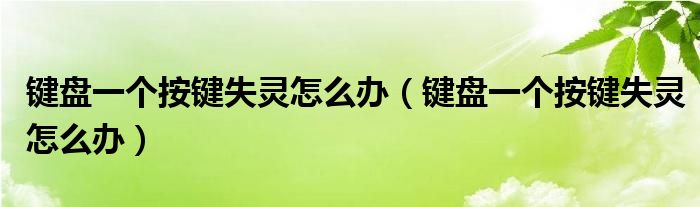 键盘一个按键失灵怎么办（键盘一个按键失灵怎么办）