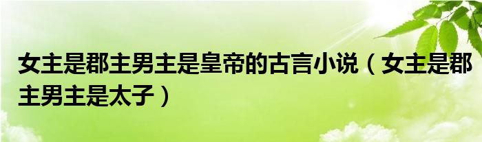 女主是郡主男主是皇帝的古言小说（女主是郡主男主是太子）