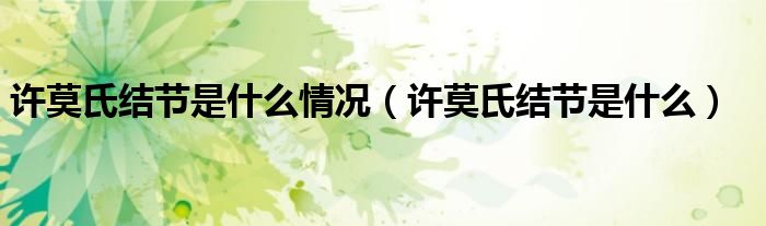 许莫氏结节是什么情况(许莫氏结节是什么)