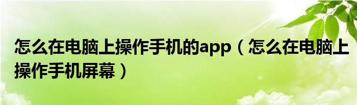 怎么在电脑上操作手机的app（怎么在电脑上操作手机屏幕）