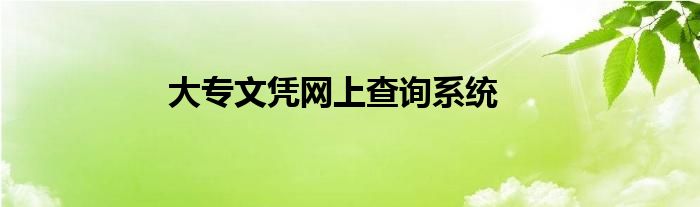 大专文凭网上查询系统