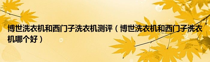 博世洗衣机和西门子洗衣机测评（博世洗衣机和西门子洗衣机哪个好）