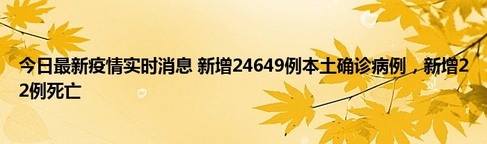 今日最新疫情实时消息 新增24649例本土确诊病例，新增22例死亡