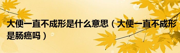 大便一直不成形是什么意思（大便一直不成形是肠癌吗）