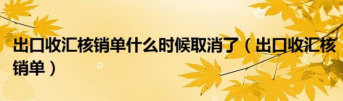 出口收汇核销单什么时候取消了（出口收汇核销单）