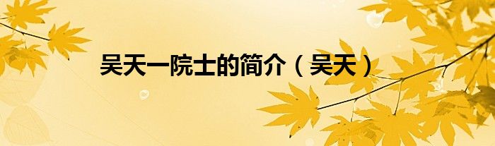 吴天一院士的简介（吴天）