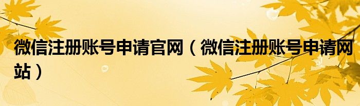 微信注册账号申请官网（微信注册账号申请网站）