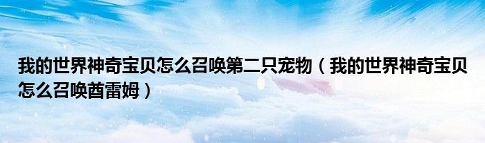 我的世界神奇宝贝怎么召唤第二只宠物（我的世界神奇宝贝怎么召唤酋雷姆）