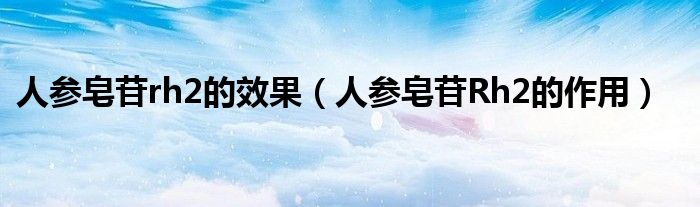 人参皂苷rh2的效果（人参皂苷Rh2的作用）